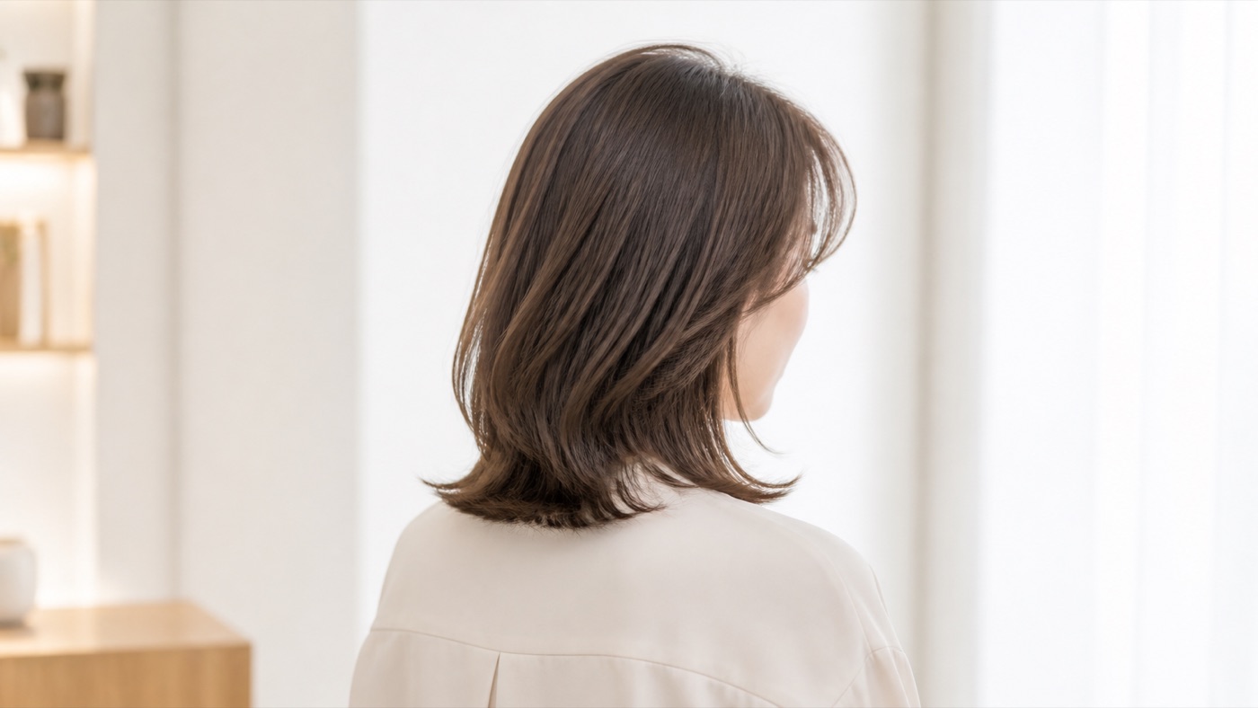 自然な毛流れと上品なシルエットの、大人女性向けソフトエレガントヘア